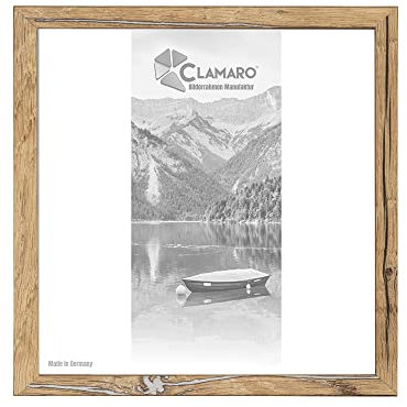 CLAMARO 'Collage' Bilderrahmen 14x14 quadratisch | Eiche Altholz | Handgefertigter moderner eckiger Bilder- u. Fotorahmen inkl. Acrylglas, Rückwand und Aufhänger (querformat & Hochformat)