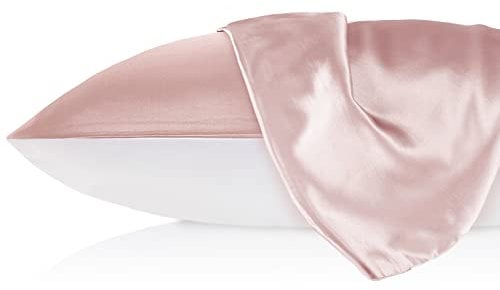 LILYSILK 19 Momme Seidenkissenbezug Maulbeerseide Uniseite aus Baumwolle mit Reißverschluss Haar- und Hautpflege Seidenbezug für Kopfkissen 1 Stück(Altrosa,80×80cm)