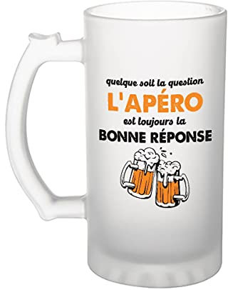 Planetee Chope de bière Apéro la bonne réponse - Verre à bière humour