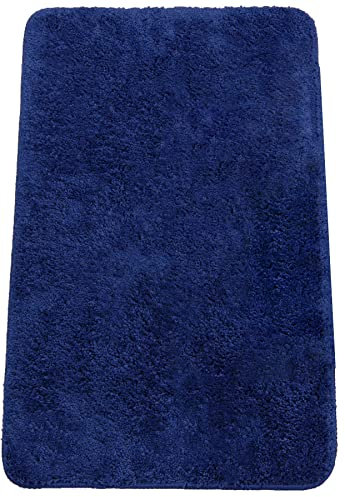 Brandsseller Badezimmerteppich 60x90 cm Badvorleger Badematte Badteppich rechteckig Chenille rutschfest saugstark maschinenwaschbar - Blau