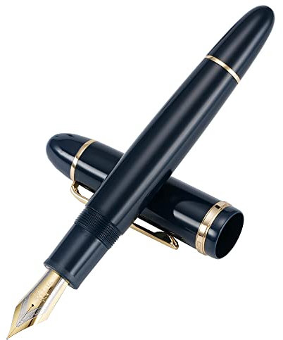 Jinhao X159 Füllfederhalter mit feiner Feder, dunkelblau mit goldenem Clip, Acryl, große Größe