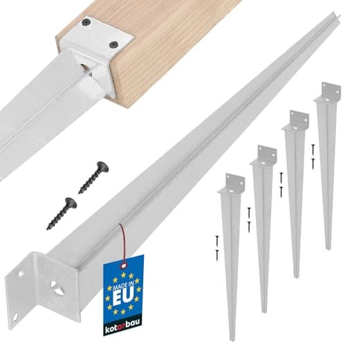 KOTARBAU® 4er Set Pfostenträger zum Einschlagen L 60 x 500 mm Idealer Träger für Konstruktionen Verzinkt