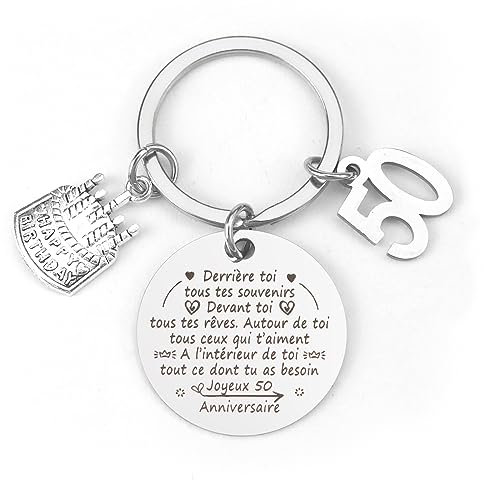 Cadeau Original 50 Ans - Porte Clef Anniversaire Pour Homme, Femme, Maman, Papa, Tata, Tonton, Marraine, Parrain