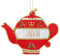 Gisela Graham Red London Teapot Fabric Tree Hanging Decoration