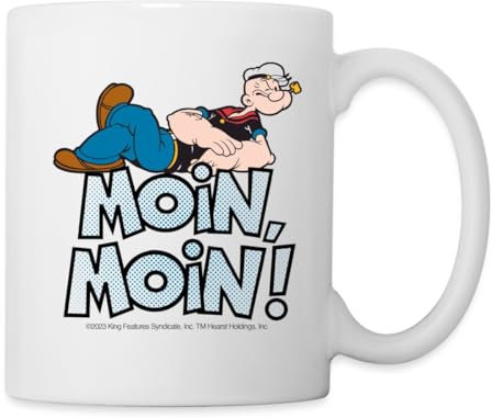 Spreadshirt Popeye Moin, Moin! Tasse, One size, Weiß