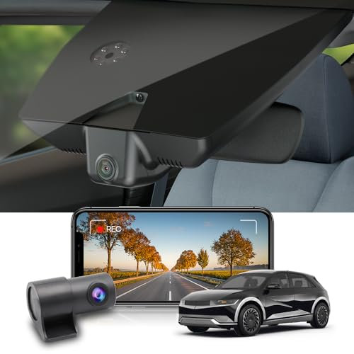 Fitcamx Dashcam Vorne Hinten 2160P+1080P Kompatibel mit Hyundai IONIQ 5 2022 2023 2024 SEL Limited (with Digital Rear View Mirror), OEM Dashcam 4K Video WiFi, Loop-Aufnahm, G-Sensor, WDR, 128GB-Karte