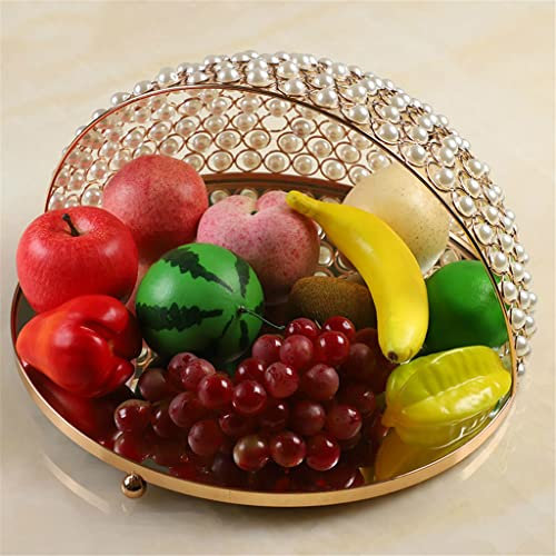 Vassoio Da Dessert Con Specchio Perlato Decorazioni Rotonde Per Matrimoni Piatto Da Portata Piatto Da Portata Piatti Per La Cena Vassoio Per Snack Piatto Da Frutta (Colore: Oro, Dimensioni: 350X200Mm