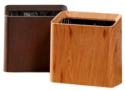 FLTRGO Juego de 2 cubos de basura de madera, cubo de basura rectangular estrecho, cubo de basura for baño, papelera de reciclaje, for baño, dormitorio, sala de estar, oficina, cocina