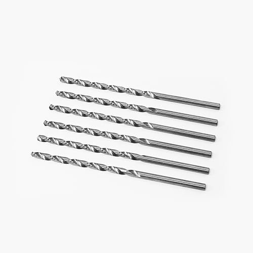 ANMOO 6Pcs Extra Long Twist Drill Bits, 4mm Drill Diameter 160mm Length HSS(High Speed Steel) Drill Bit Set for Hardened Metal, Woodwork, Plastic, Aluminum Alloy