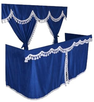 Generisch LKW-Vorhänge, komplettes Set, Blau mit weißen Quasten, nur geeignet für Daf Super Space Cabs und Scania Topeline [hohe Kabinen]