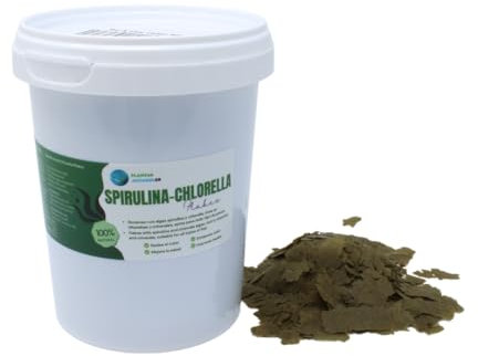 Spirulina Chlorella Flakes Aquariumpflanzen, 500 ml, Flockenfutter auf Algenbasis, Schuppen für alle Arten von Fischen