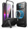 Dexnor Magnetic Bumper Case for iPhone 13 Pro Max, MagSafe Comapitble, Heavy-duty Shockproof Full-body Rugged Protective Cover with Kickstand & Camera Cover & Screen Protector - Black