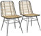 HOMCOM Lot de 2 chaises de Salle à Manger Chaise de Cuisine Chaise rotin avec Pied Structure en Acier Noir, Style bohème