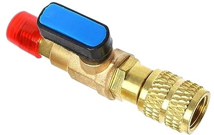 Kugelhahn-Set, Kugelhahn, Messing, gerader Kugelhahn, Absperrventil-Adapter, Ein-Aus-Ventil, 1/4 Zoll, for A/C-Kältemittel-Ladeschlauch(Color:R22)