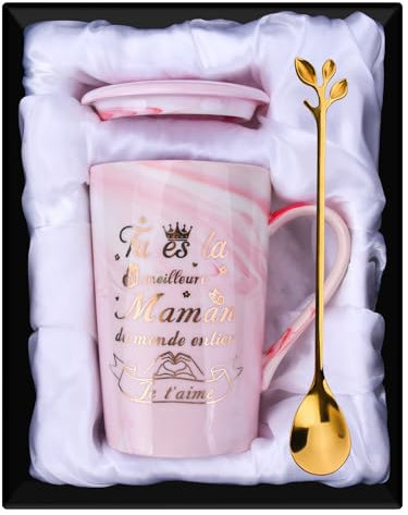Idee Cadeau Noel: Tasse à Café Original avec Cuillère pour Maman, Grand-Mère - Tasse à Thé pour Fête des Mères, Anniversaire, Noël