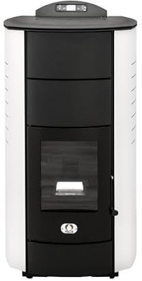 STUFE A PELLET ITALIA Manhattan 24 KW WiFi - Stufa a Pellet Idro per Riscaldamento e Acqua Calda Efficienza 92% Scalda 180m² Autonomia 22H Programmabile 5 Velocità e Potenze Garanzia 24 Mesi Bianco