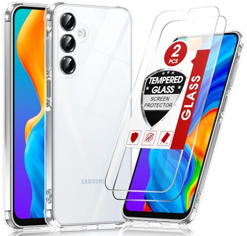 LeYi Cover per Samsung Galaxy A16/A 16 5G/4G con 2 Vetro Temperato, Custodia Armor Trasparente Silicone Morbida Puro Soft TPU Gel Bumper Originale Slim Crystal Antiurto Case per Telefono Samsung A16
