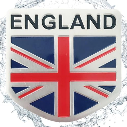 Insigne de voiture avec drapeau anglais - Emblème de voiture avec drapeau britannique - Insigne en métal avec drapeau de l'Union Jack - Autocollant pour voiture avec drapeau britannique - Emblème de