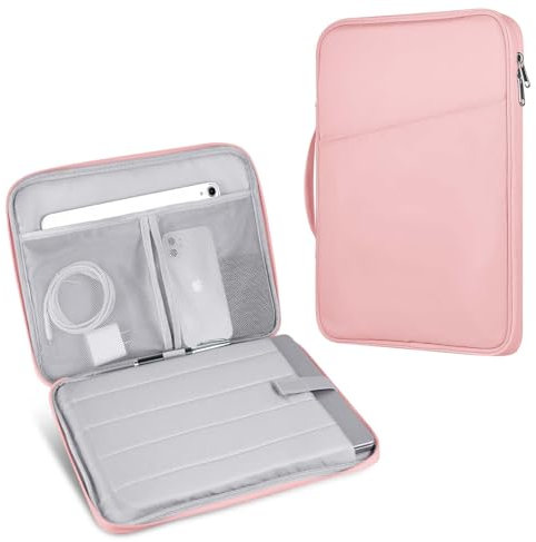 HoYiXi 13 14 Pouce Housse pour Laptop Cuir Pochette Case for MacBook Air 13 M1 M2/MacBook Pro 14 Compatible avec ASUS Vivobook 14/HP Pavilion X360/Dell HP ASUS Acer Huawei Matebook 14'' PC,Rose