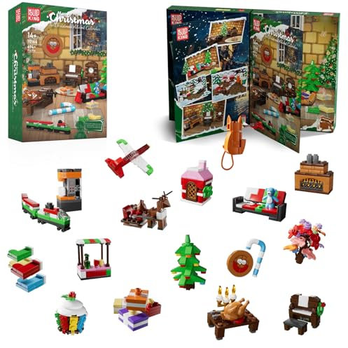 Mould King 10164 MOC Adventskalender für Weihnachten Bausteine, 694 Teile Klemmbausteine Bausätze Spielzeug Weihnachten Urlaubsgeschenke für 8+ years Jahre