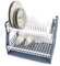 DIVCHI 2-Tier Dish Drying Rack Large Capacity Plastic Dish Drainer, Utensil Holder, Drain board - Kitchen Counter, Over Sink Organizer for Plates, Bowls, Cups (Dark Blue)