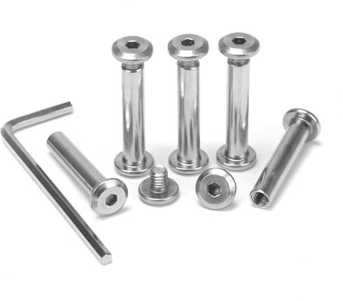 KINDPMA 70Pcs M4*25mm Vis de Connexion et Manchon Vis de Liaison en Acier Inoxydable Vis de Raccordement Connecteur d'armoire Connecteur Fileté Vis d'Assemblage pour Meubles Poignée Porte