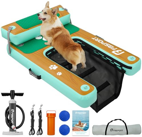 FBSPORT Rampe d'accès à l'eau Gonflable pour Chien, échelle Flottante pour Piscine, Bateau, lac, échelle Flottante antidérapante en EVA pour Chien jusqu'à 100 kg, Accès à l'eau Facile et sûr