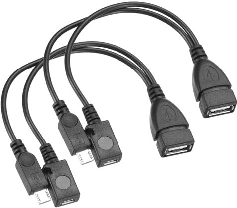 sourcing map 2 Pcs Micro USB to USB Adapter Female Adapter Replacement OTG Cable with Power Adapter for Host Devices, Black