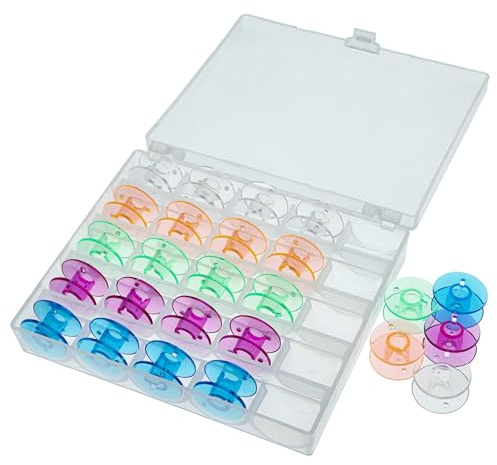 vhbw Aufbewahrungs-Box kompatibel mit W6 N1800 | N1615, N1261, N1235, N5000, N3300, N2000 Nähmaschinen-Spulen - inkl. Unterfaden-Spulen, Farbig