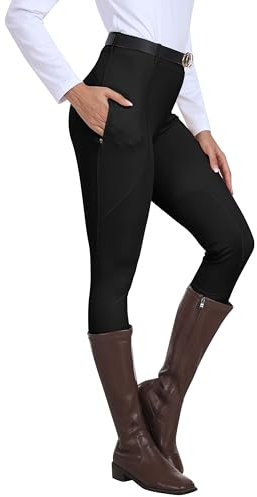 MoFiz Pantalon Montar Caballo Mujer Ropa Hipica Pantalones Ecuestres Silicon Full Seat Mallas Equitacion Pantalones Negro-B XL