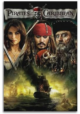 ISDYFGYEE Fluch der Karibik Poster Film Poster Stranger Tides Wandbild, Leinwandbilder, Moderne Kunst für Schlafzimmer, 20 x 30 cm