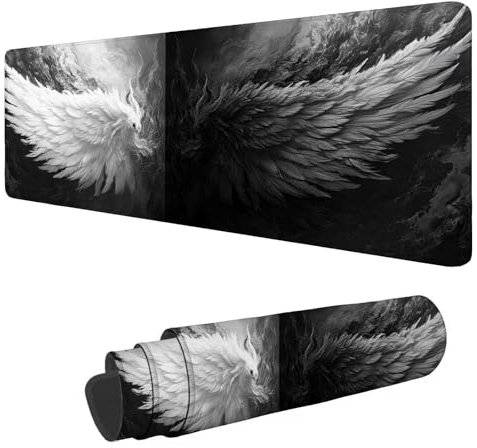 Large Mouse Mat 700x300x3mm,Gaming Mouse Pad White,Black Desk Mat,Extended Mousepad with Non-Slip Rubber Base,Washable Desk Pad,Waterproof Durable Mousemat for Gaming,Office,Home F-96