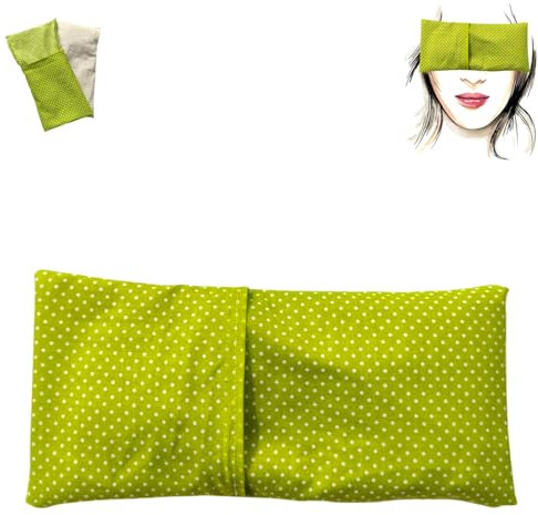 Cuscino per Occhi Verde (1 ripieno e 1 federe Lavabili) | Semi di Lavanda e Riso | Yoga, Meditazione, rilassamento, Riposo oculare