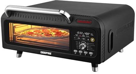 GEEPAS Air Fryer Oven | 15-in-1 Presets Multifunctional Pizza Oven | Digital Touch Control Triple Glass Door Interior Light | 40-400°C Temp 18L Capacity Compact Design | 2 Year Warranty 2000W Black