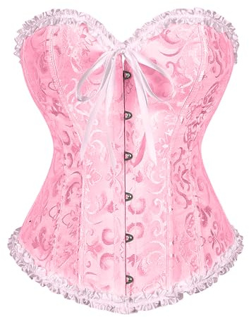 XDGBGFN Corsetto da donna in raso, con corsetto shaper, Colore: rosa., XS