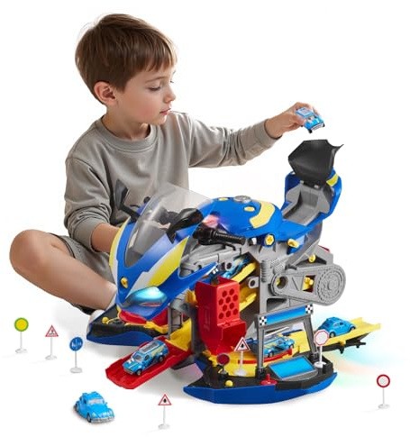 VEVOR Jouet Moteur Moto, 25 Pièces, Jouet Mécanicien Moto avec Pièces Amovibles, Lumières et Sons, Simulation de Conduite et de Course sur Piste, Atelier de Mécanique pour Enfants 3 Ans et Plus, Bleu