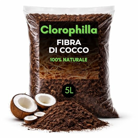 Clorophilla Fibra di Cocco per Piante – Substrato Naturale di Qualità Superiore – Favorisce Radici Forti – Ideale per Vasi e Idroponica (5 Litri)