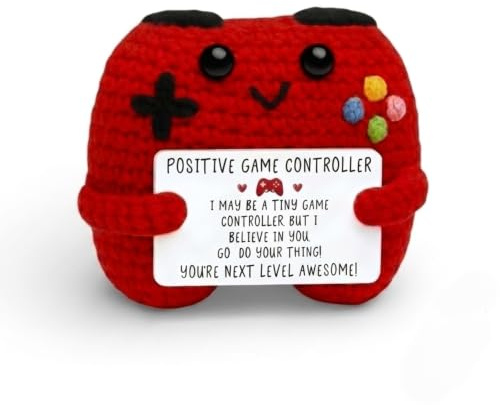 Mior Care Handmade Positive Game Controller Crochet Doll, You're Next Level Awesome Emotional Support Gift, Funny Gaming Gifts for Boyfriend, Son, Gamers, Cute Desk Decor, Game Room Accessories