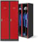 Jan Nowak Spind Schrank, Metallschrank, Kleiderschrank, Schließfachschrank | 2 Abteile mit Kleiderstange, Trennwände, Lüftungsschlitze, 4 Kleiderhaken pro Abteil | 180 cm x 80 cm x 50 cm Anthrazit/Rot