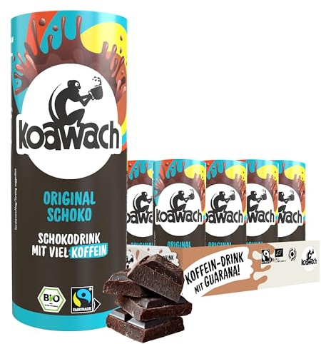 koawach – Trinkschokolade Schoko Original mit Koffein 12x235ml Set – Bio-Trinkkakao mit natürlichem Guarana – Schokomilch Energy Drink alternative mit Milch – Schokodrink in nachhaltigen Papp-Dosen