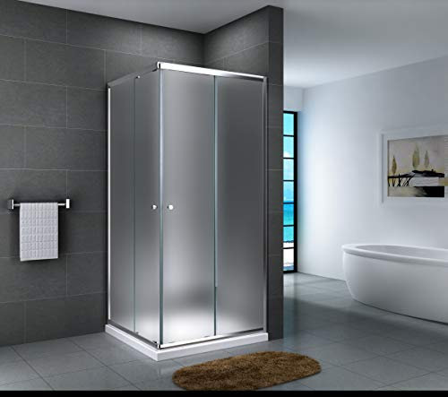 Yellowshop - Box Doccia Angolare 70 80 90 100 120 Cabina Bagno In Cristallo 6 MM Rettangolare Quadrato Curvo Serie Smart (Cm 90 x 90 Quadrato, Cristallo 6mm Puntinato Opaco)