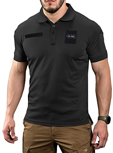 M-Tac Herren Taktisches Poloshirt Coolmax® – Atmungsaktiv, Antistatisch & Schnell Trocknend für Outdoor, Security & Militär, Schwarz, L