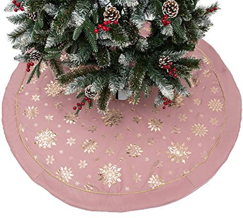 Mateju Weihnachtsbaum Rock Dekoration, Decke Weinachtsdeko Weihnachtsbaumdecke Röcke Ornaments für Weihnachten Baum Rock Deko Schutz (120cm,Rosa)