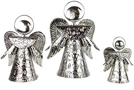 mitienda mit Liebe gemacht Engel Silber 15cm, Schutzengel, Weihnachtsdeko, Engelchen zum Aufstellen, Dekoration für Weihnachten