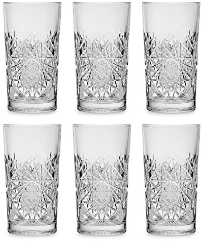 Libbey Hobstar Longdrinkglas - 355 ml / 35,5 cl - 6 Stück - Vintage-Design - spülmaschinenfest - hohe Qualität