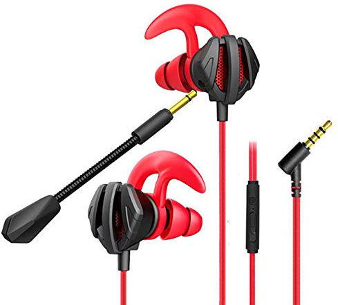 Ohrhörer, In Ear Kopfhörer Ohrhörer mit Mikrofon, Gaming Kopfhörer, Geräuschisolierende In-Ear Wired Kopfhörer, Starker Bass Rot 02