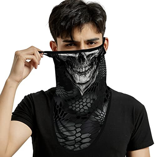 Ohrbügel Gesichtsmaske Bandana - Totenkopf Weiß