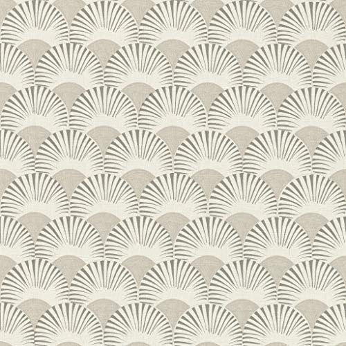Rasch Wallpaper 539301 - Amazing-Non-Woven Wallpaper with Graphic Fan Pattern in White and Grey with Light Structure - 10.05m x 53cm (L x W) Wallpaper - Light Grey