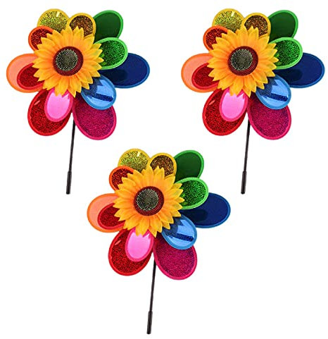 Moulin à Vent Décoration Extérieur de Jardin Maison/ 35X81CM Moulin À Vent (3Pcs)