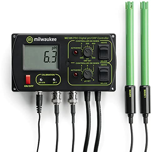 Generic pH & Redox ORP-Controller/Regler 2in1 Milwaukee Instruments MC125,inkl. pH und ORP-Eletrode | pH/ORP-Computer für Aquarium, Spa, Teich und Pool
